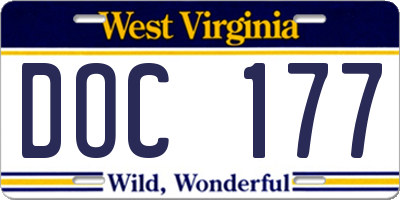 WV license plate DOC177