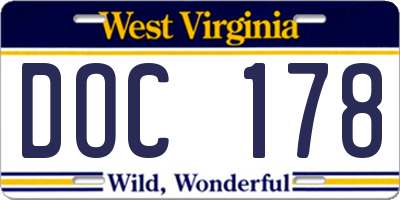 WV license plate DOC178