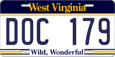 WV license plate DOC179