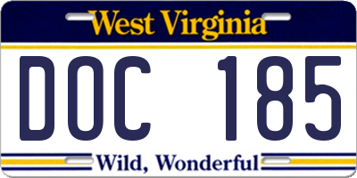 WV license plate DOC185
