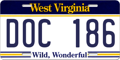 WV license plate DOC186