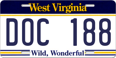WV license plate DOC188