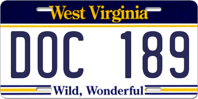 WV license plate DOC189
