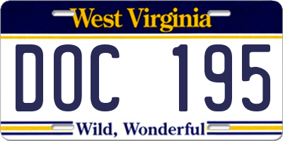 WV license plate DOC195