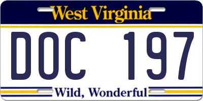 WV license plate DOC197