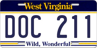 WV license plate DOC211