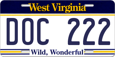 WV license plate DOC222