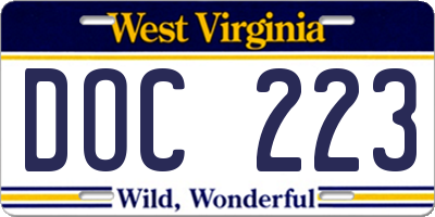WV license plate DOC223