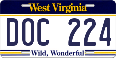WV license plate DOC224