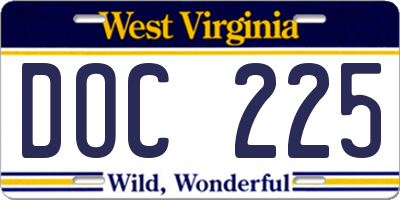 WV license plate DOC225