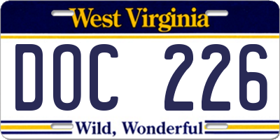 WV license plate DOC226