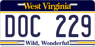WV license plate DOC229