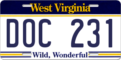 WV license plate DOC231