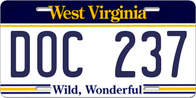WV license plate DOC237