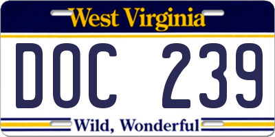 WV license plate DOC239