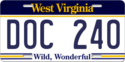 WV license plate DOC240