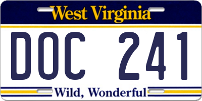 WV license plate DOC241