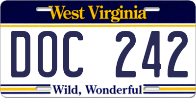 WV license plate DOC242