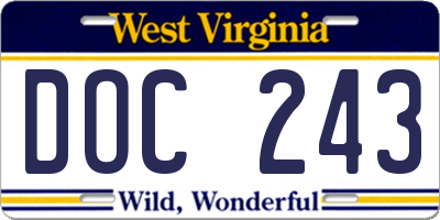 WV license plate DOC243