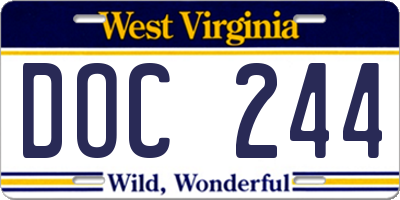 WV license plate DOC244