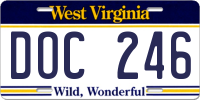 WV license plate DOC246