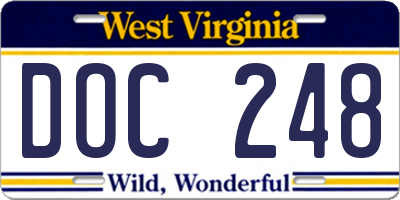 WV license plate DOC248