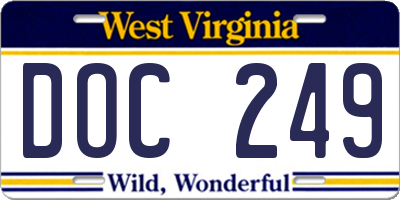 WV license plate DOC249