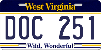 WV license plate DOC251