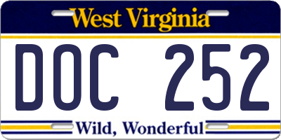 WV license plate DOC252
