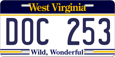 WV license plate DOC253