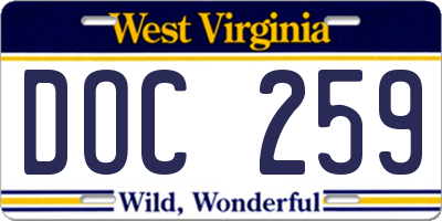 WV license plate DOC259