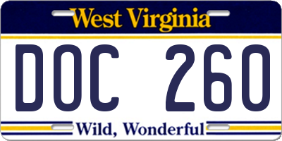 WV license plate DOC260