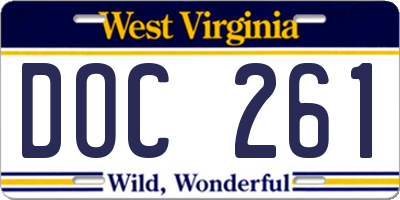 WV license plate DOC261
