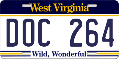 WV license plate DOC264