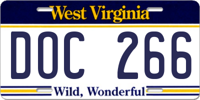WV license plate DOC266