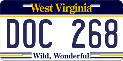 WV license plate DOC268