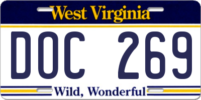 WV license plate DOC269
