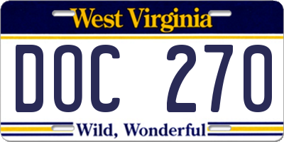 WV license plate DOC270
