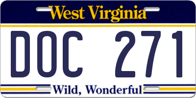 WV license plate DOC271