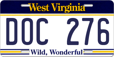 WV license plate DOC276
