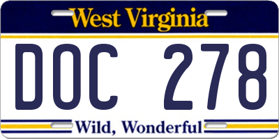 WV license plate DOC278