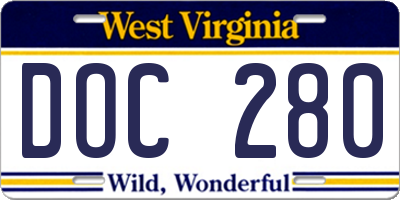 WV license plate DOC280
