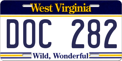 WV license plate DOC282