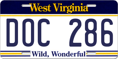 WV license plate DOC286