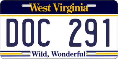 WV license plate DOC291