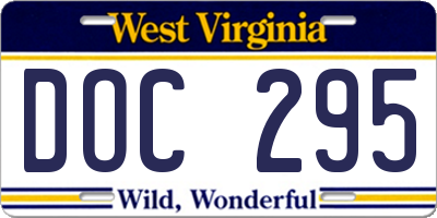 WV license plate DOC295