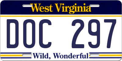 WV license plate DOC297