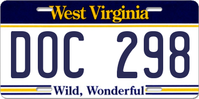 WV license plate DOC298