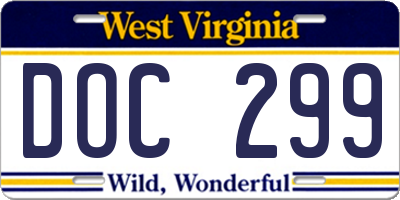 WV license plate DOC299