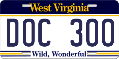 WV license plate DOC300